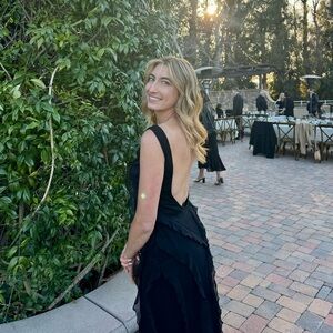 ASOS Design Ruffle Maxi Dress in Black (Size 4)